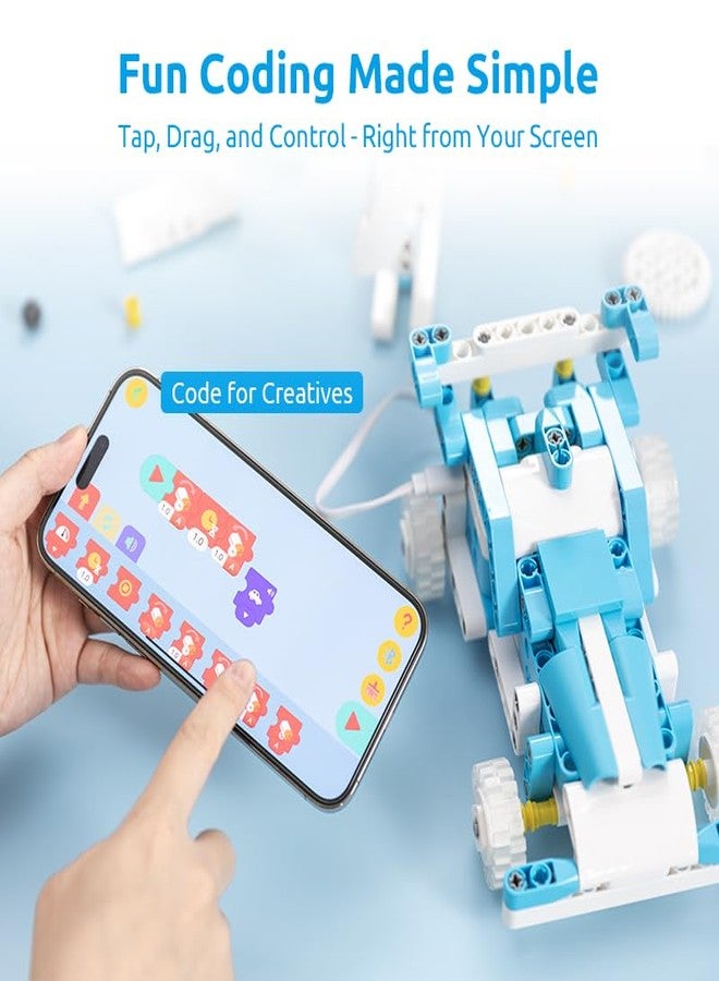 B07NF4Y599 مجموعة روبوت WhalesBot D1 التعليمية 21 في 1 لتعليم البرمجة في مجالات العلوم والتكنولوجيا والهندسة والرياضيات للأطفال (من عمر 4 سنوات فما فوق)، مجموعة بناء تعليمية تضم أكثر من 280 قطعة مع تحكم وبرمجة عبر تطبيق، وتوجيه ثلاثي الأبعاد عبر التطبيق، هدية مثالية للأولاد والبنات - Image 3